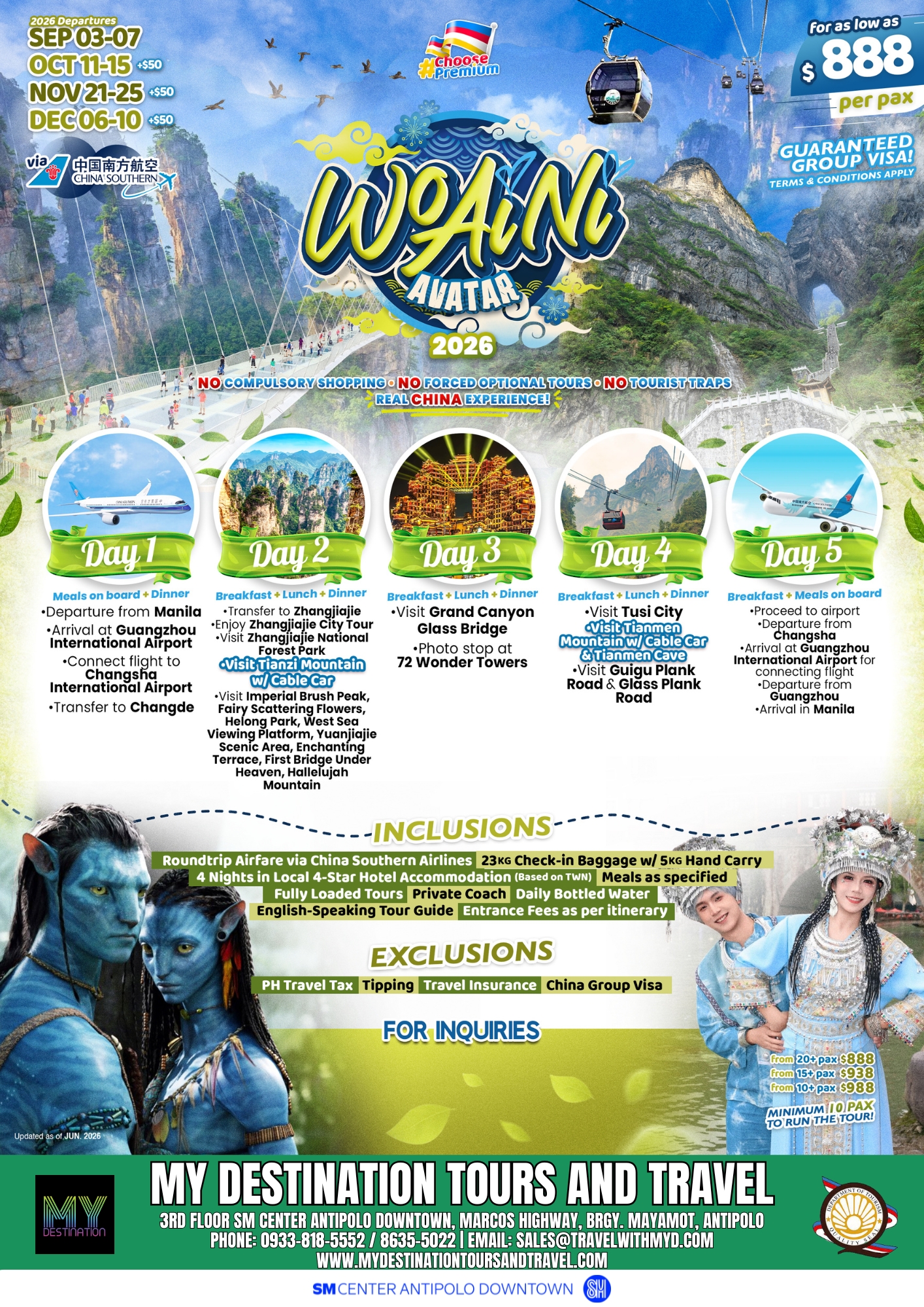 Wo Ai Ni China — Avatar (Zhangjiajie) 2026 Package Flyer