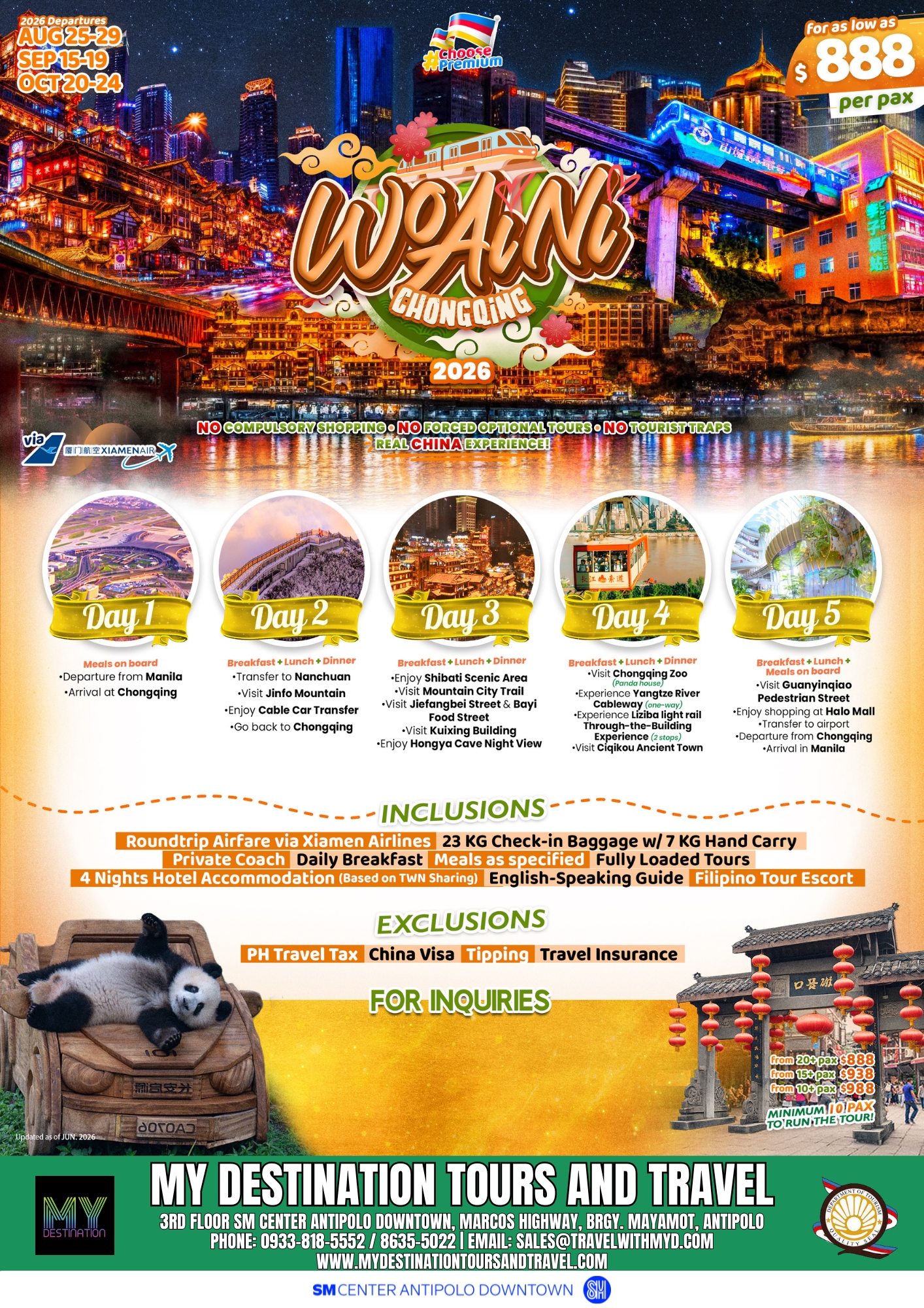 Wo Ai Ni China — Chongqing 2026 Package Flyer