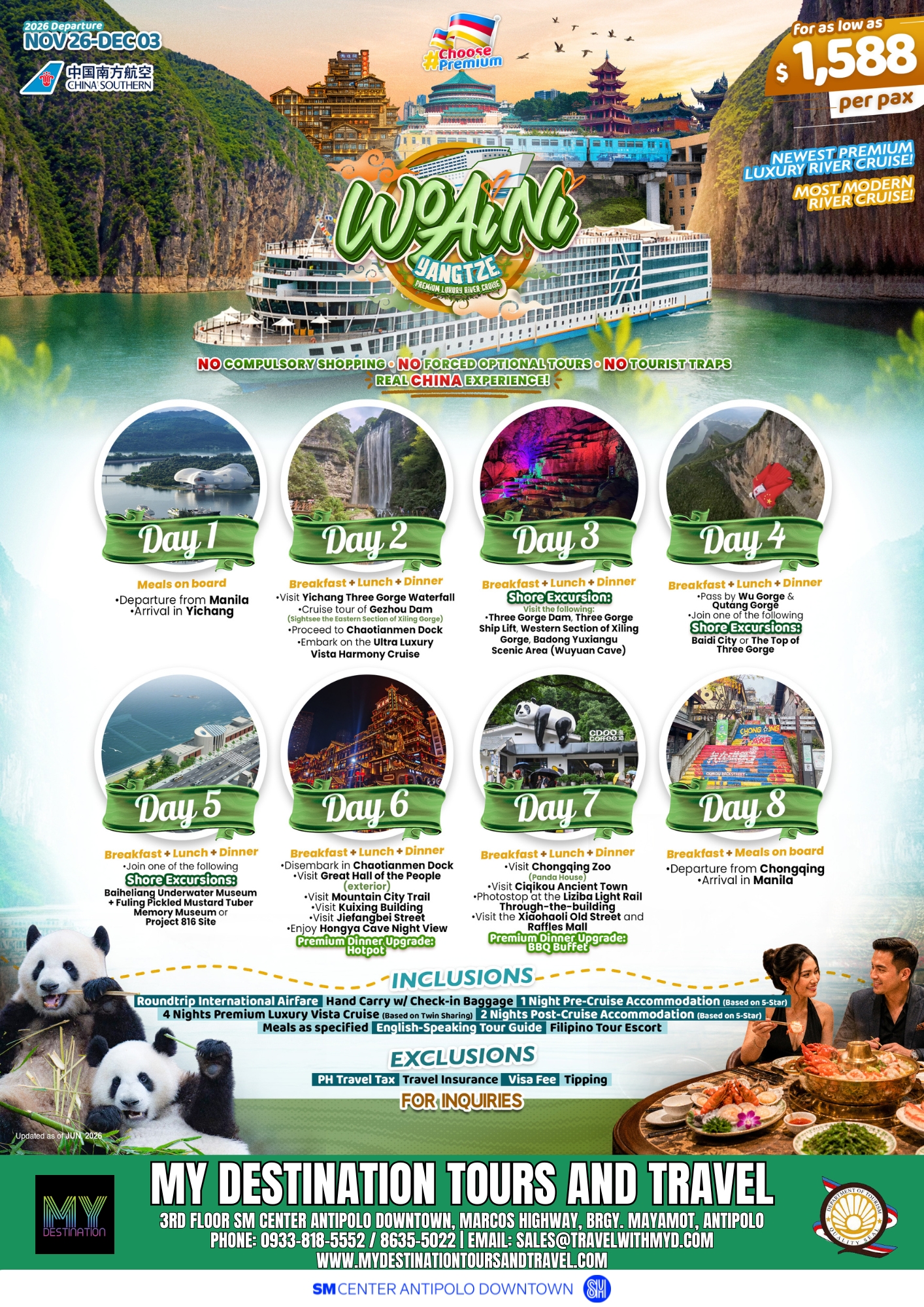 Wo Ai Ni China — Yangtze River Cruise 2026 Package Flyer