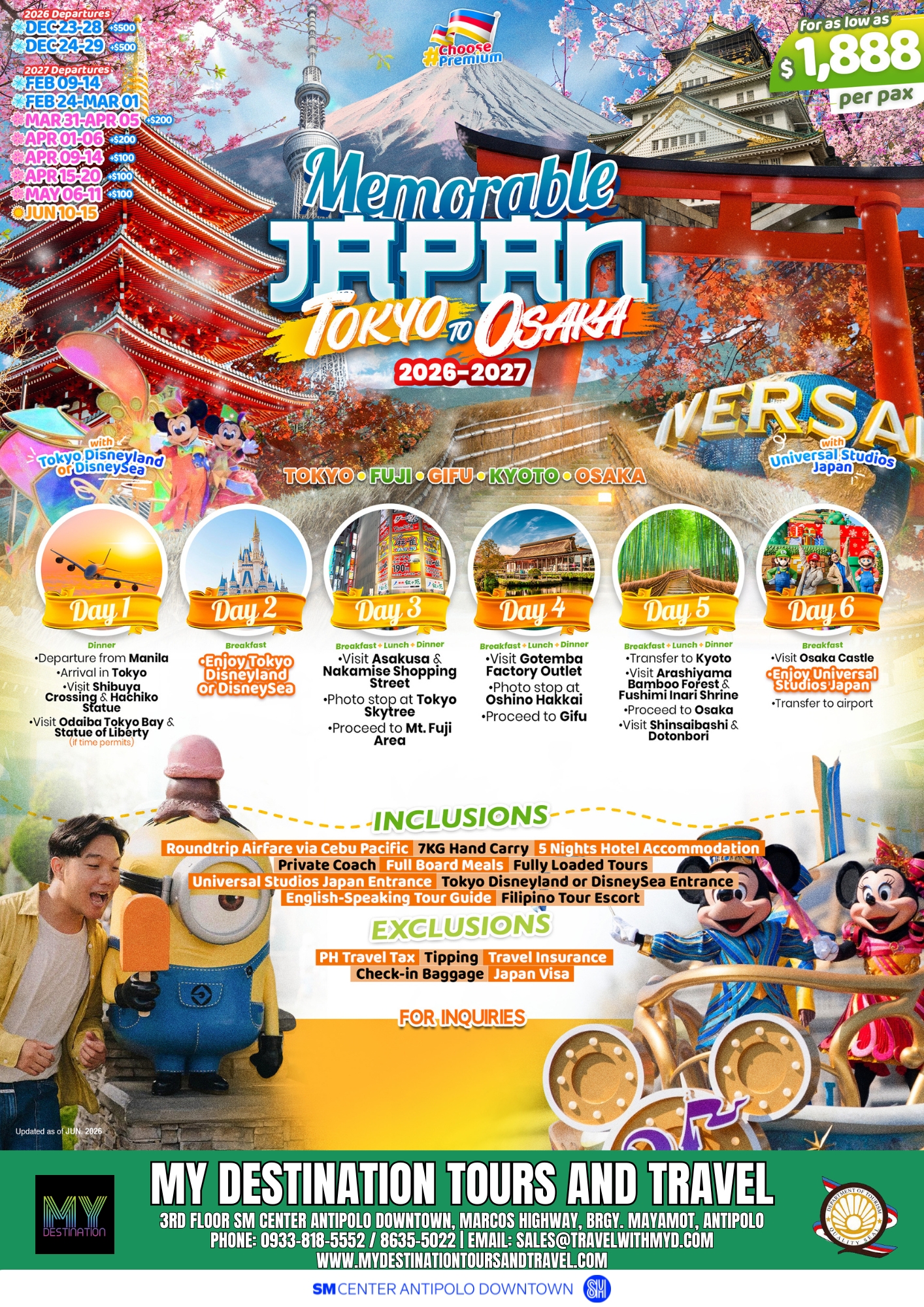 Memorable Japan — Tokyo to Osaka (via 5J) 2026-2027 Package Flyer