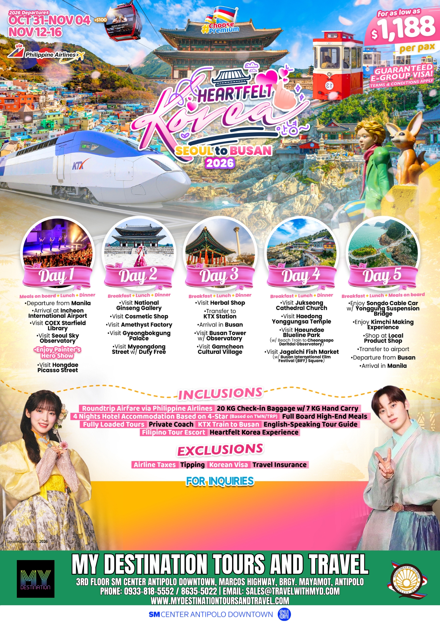 Heartfelt Korea — Seoul to Busan 2026 Package Flyer