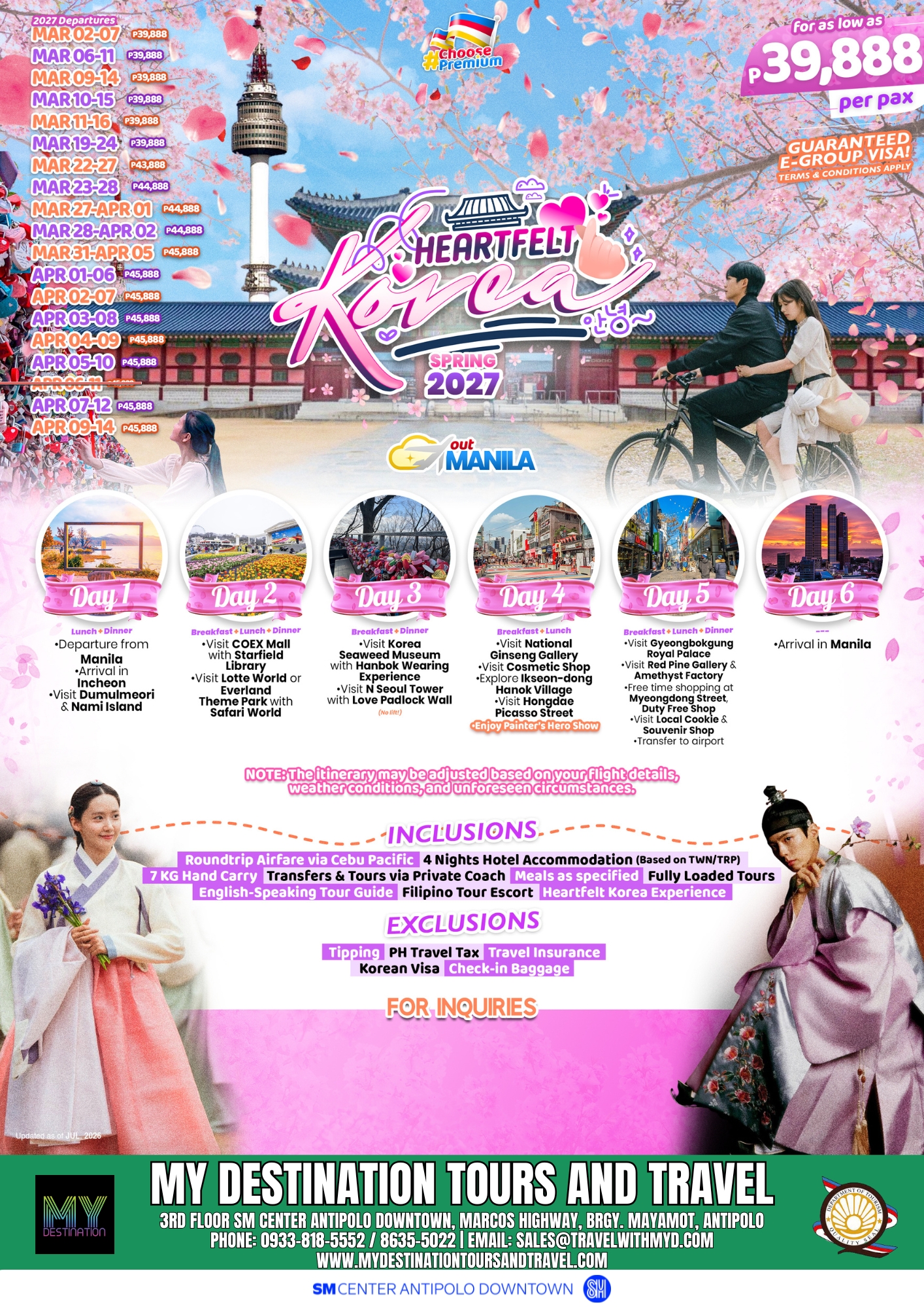 Heartfelt Korea — Spring 2027 Package Flyer