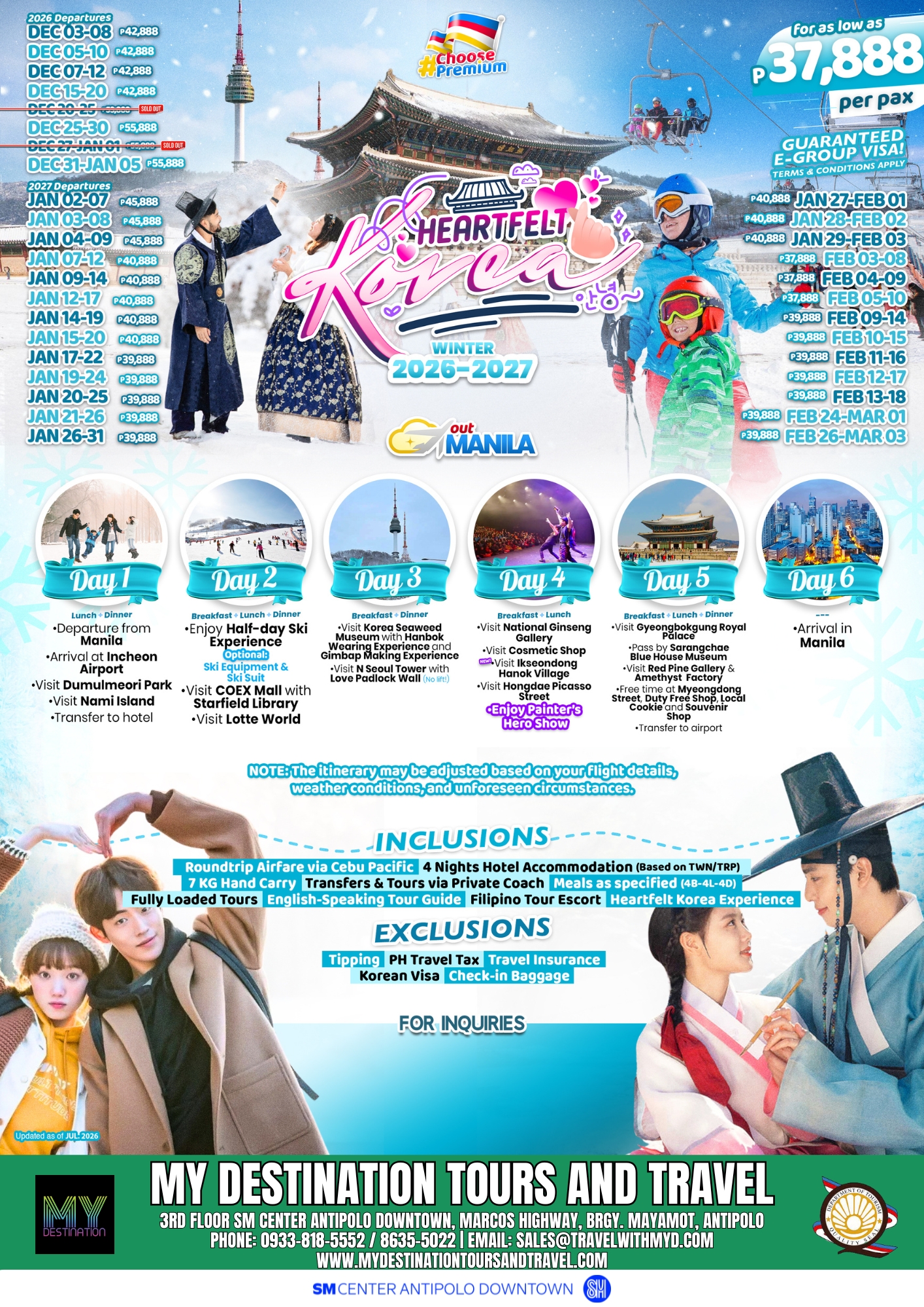 Heartfelt Korea — Winter 2026-2027 Package Flyer