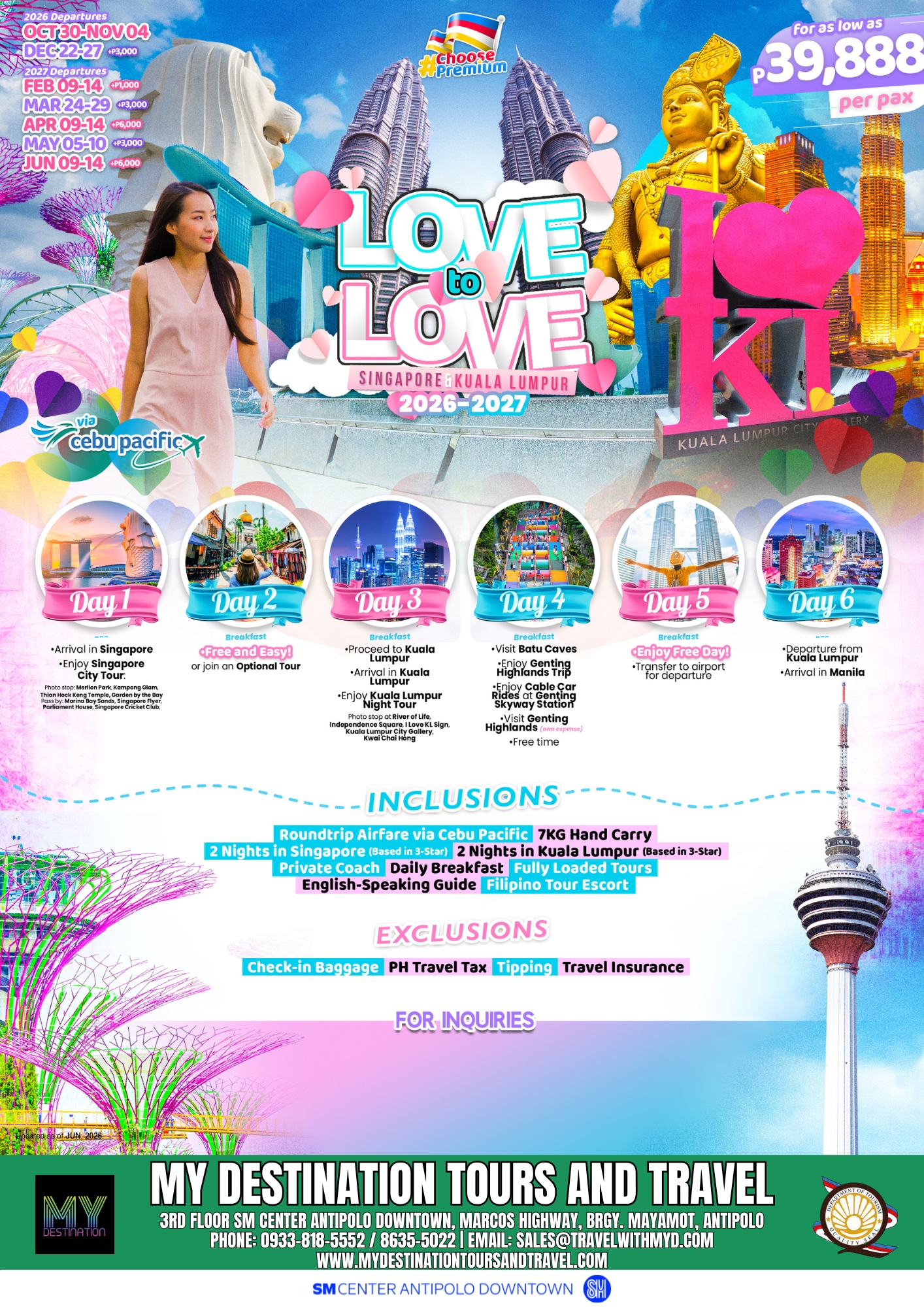 Love to Love — Singapore & Kuala Lumpur 2026-2027 Package Flyer