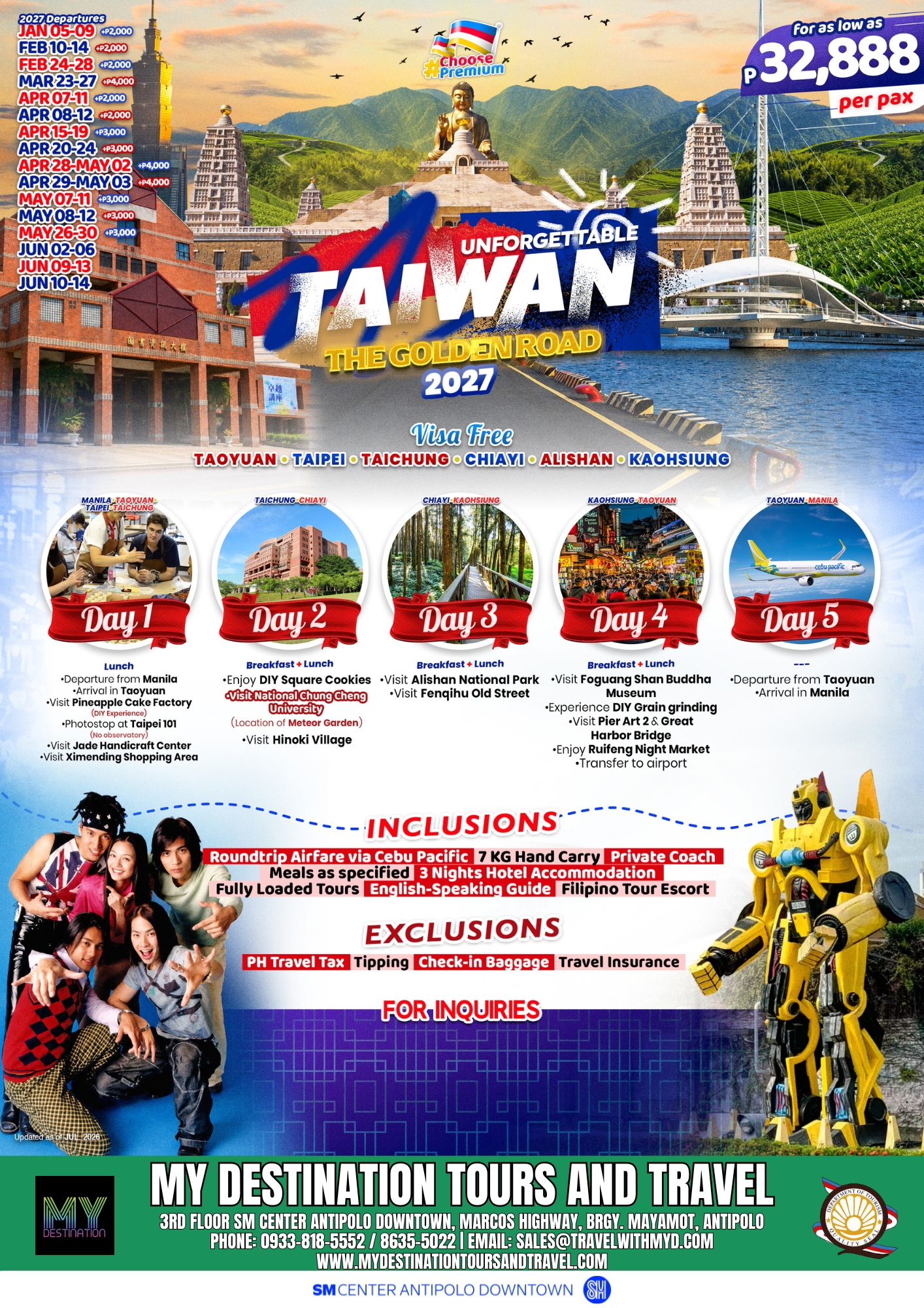 Unforgettable Taiwan — The Golden Road (2027) Package Flyer